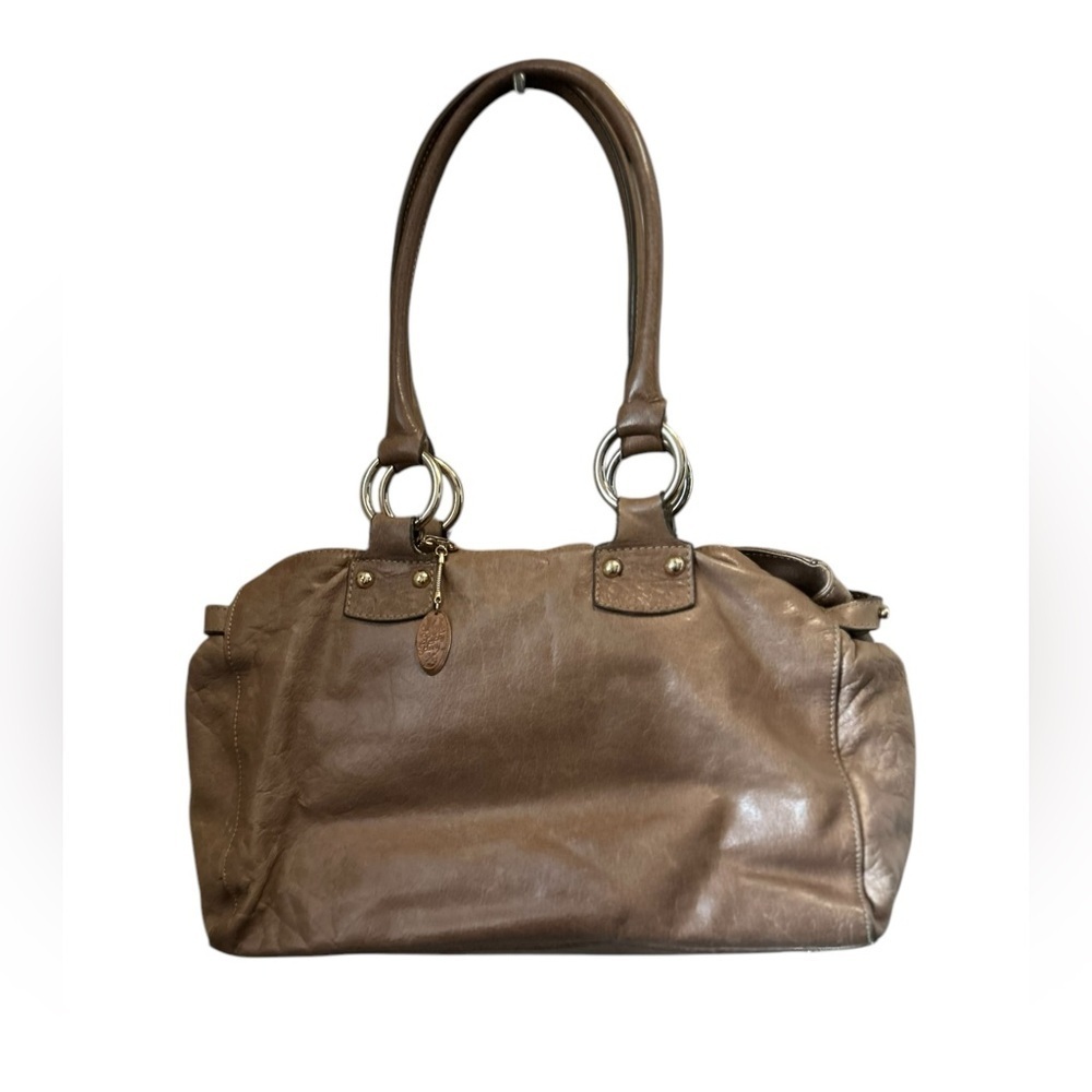 Barr + Barr Women's Brown Leather Shoulder Bag w/ Pockets & Quotes Lining - Picture 11 of 16